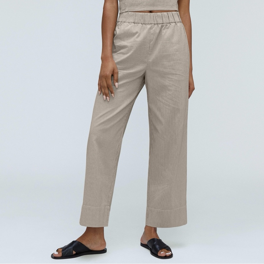 Everlane Easy Pants Canvas Brown Pinstripe